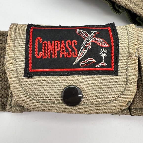 Vintage Survival Belt Compass Matches Knife Pouches Canvas Nylon Tactical Compas - Picture 2 of 16